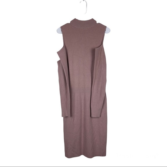 CHELSEA28  Cold Shoulder Sweater Dress Size L Color Pastel Salmon Pink - Picture 10 of 10